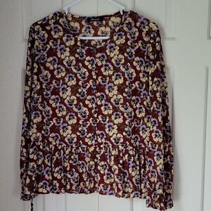 Madewell Womens Long Sleeve Semi Sheer Blouse Pansy Sz Small To Medium